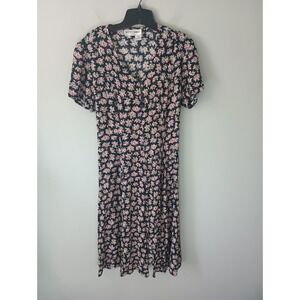 VTG Betsy's Things Petite Women's Size 16 Tie Back Short Sleeve Pink Floral Mini